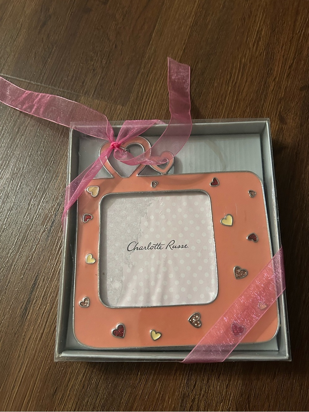 NEW Vintage Charlotte Russe Mauve Hearts Photo Frame